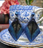 Peacock Blue & Gold Feather Earrings, Diamond Clay Drops, Dark Boho