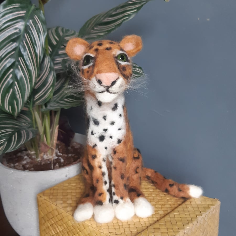 Needle felted leopard, Leopard, Big Cat