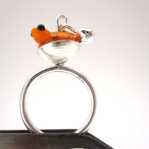 Folklore Bird Silver Ring - (made by artist maker) Birdy ring. Hen ring