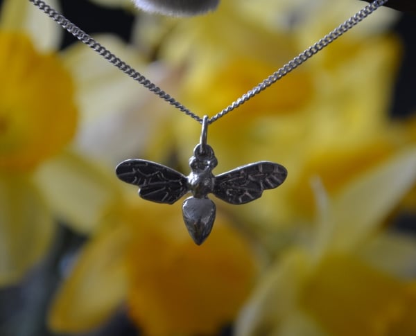 Bee pendant necklace with sterling silver chain