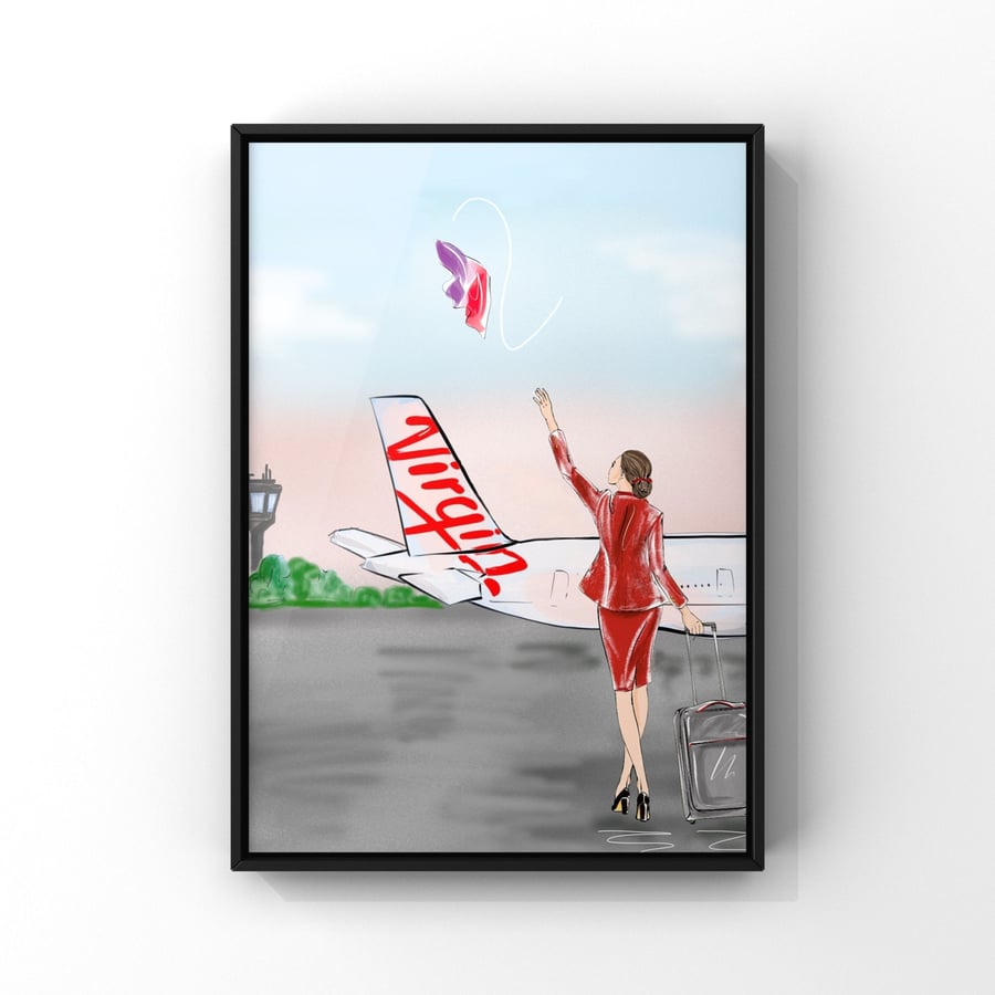 Flight Attendant Poster Cabin Crew Print Virgin Australia
