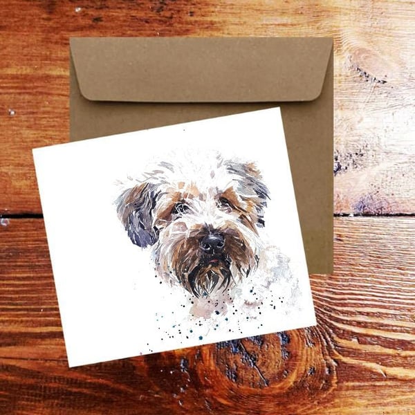 Wheaten Terrier Pomp Greeting Card .Wheaten Terrier Watercolour art card,Wheaten