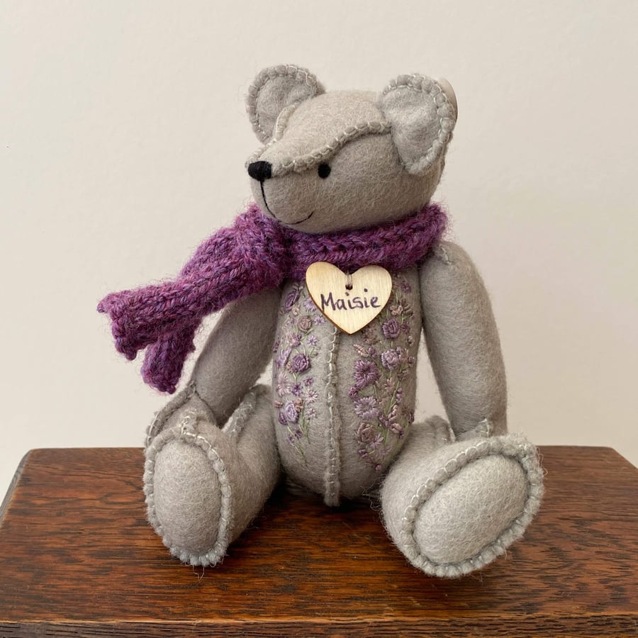 Hand sewn artist teddy bear, collectable one of a kind cute teddy