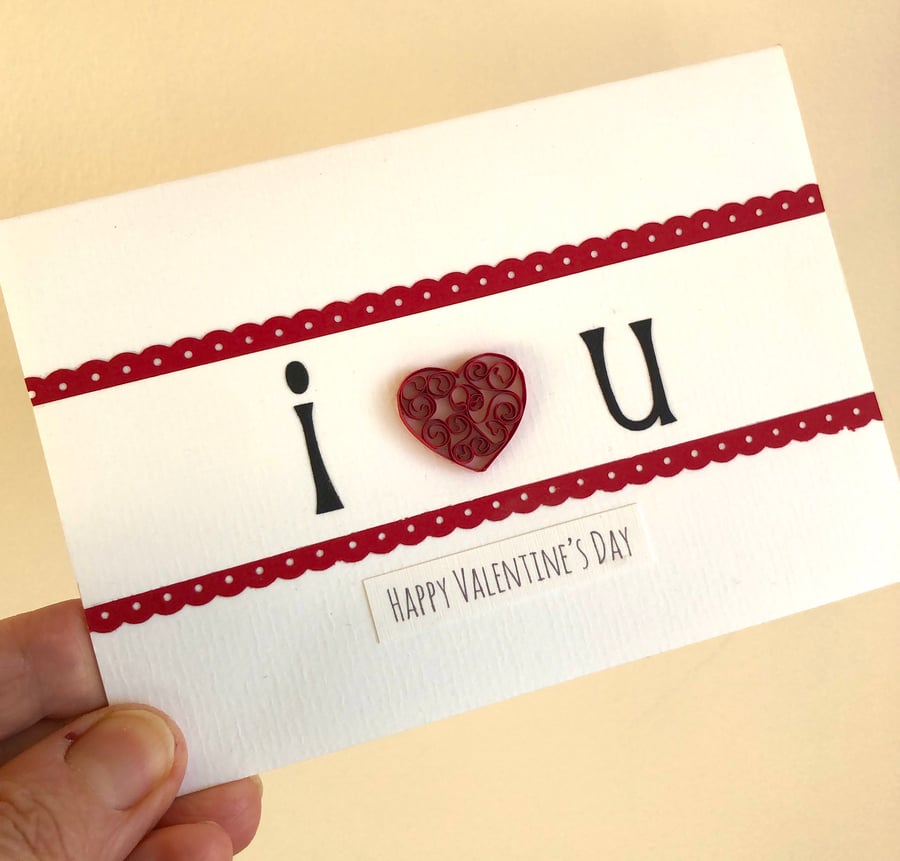 Seconds Sunday - Handmade quilled heart Valentine card for girlfriend boyfriend 