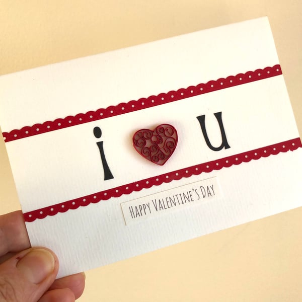 Seconds Sunday - Handmade quilled heart Valentine card for girlfriend boyfriend 