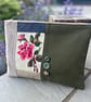 Repurposed Rose tapestry corduroy and denim large soft pouch