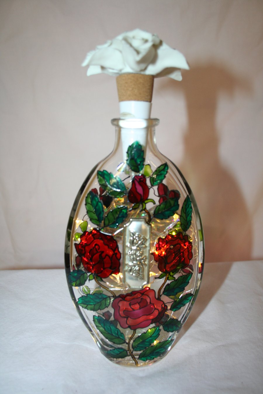 Roses - Handpainted Bottle Light