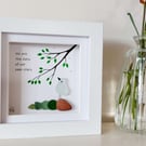 Sea Glass Bird Picture - Framed Beach Glass Affirmation Quote Gift for Friends