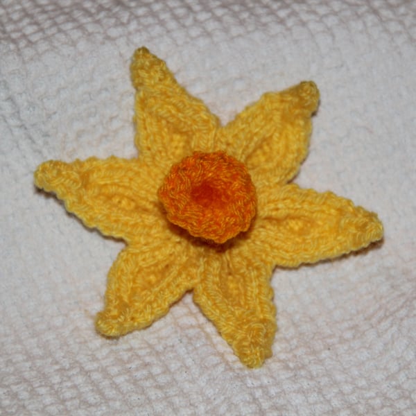Hand Knitted Daffodil Brooch for Charity