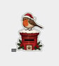 Unique Funny Christmas Sticker Xmas Decal For Adults - Robin On Postbox - Image 1