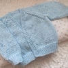 16" Baby Blue Print V Neck Cardigan 