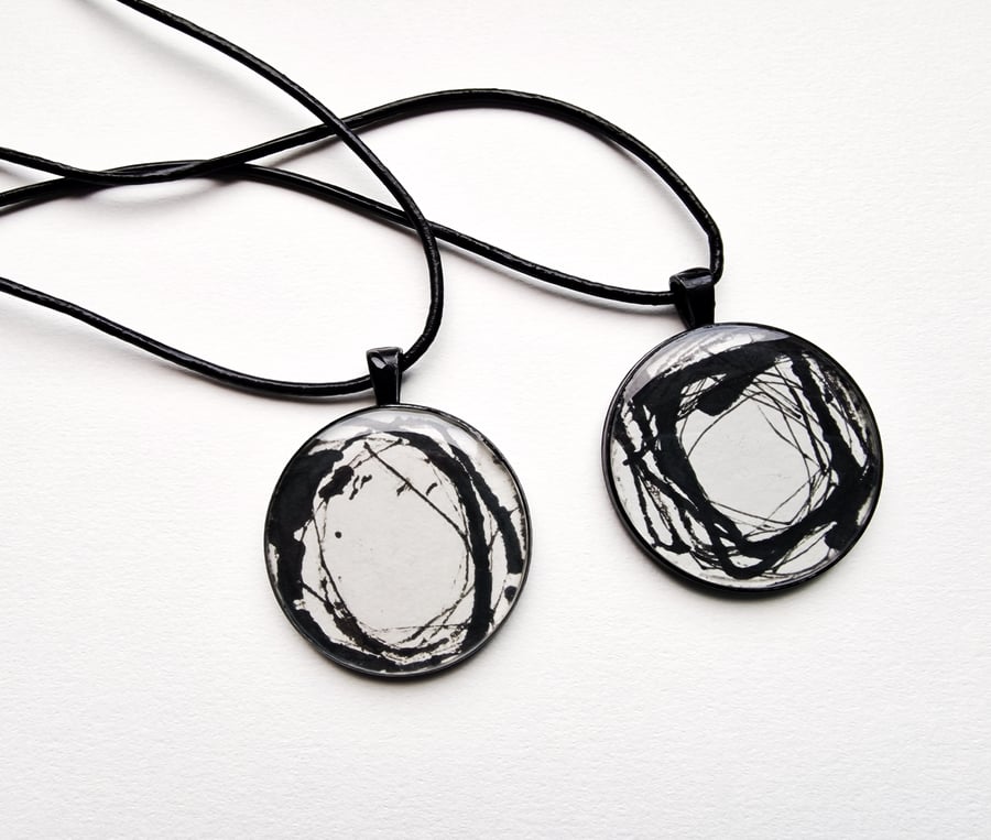 Beautiful resin large pendant necklace with wearable art