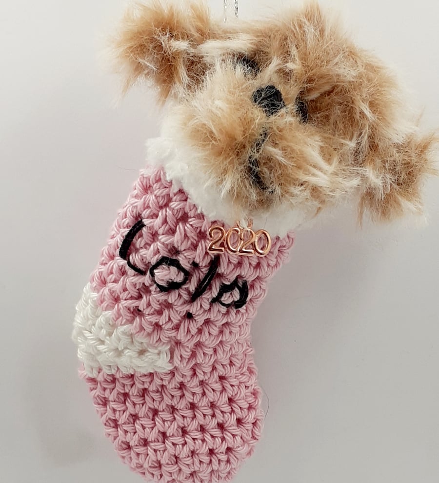Commission Order for Liz.  Crochet Lola in a Stocking 