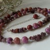 Rare Natural Ruby Nugget & Jasper Necklace Silver Plated