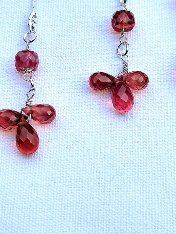 Sapphire and Silver Earrings. Padparadscha Sapphire and Sterling silver. 