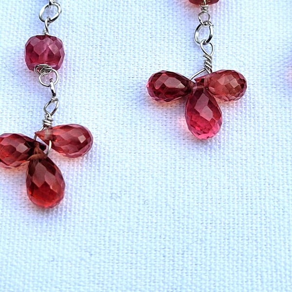Sapphire and Silver Earrings. Padparadscha Sapphire and Sterling silver. 