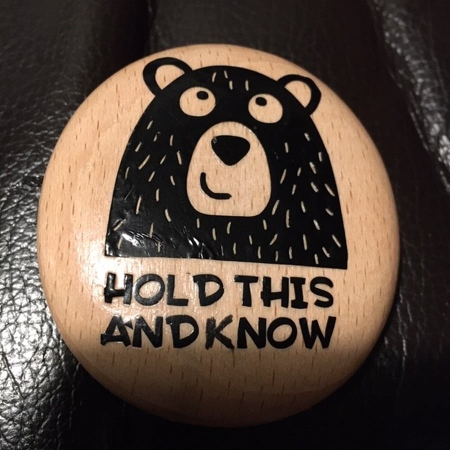 Portable Hug Pebble - Wooden - Small Size - hold this and know - I am with you..