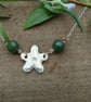 Abundance silver flower necklace with green moss agate beads - Image 2