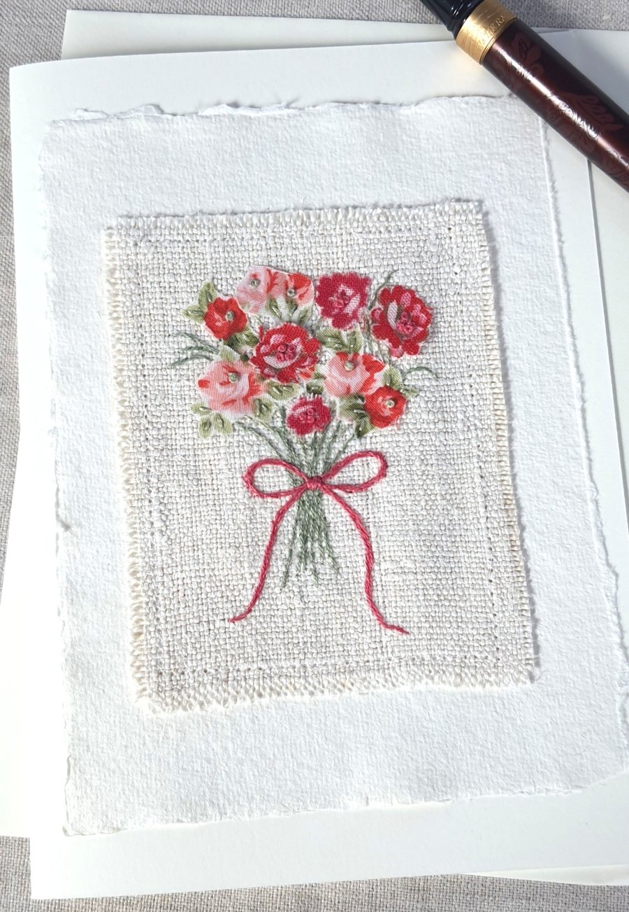 Hand Embroidered Blank Greetings card