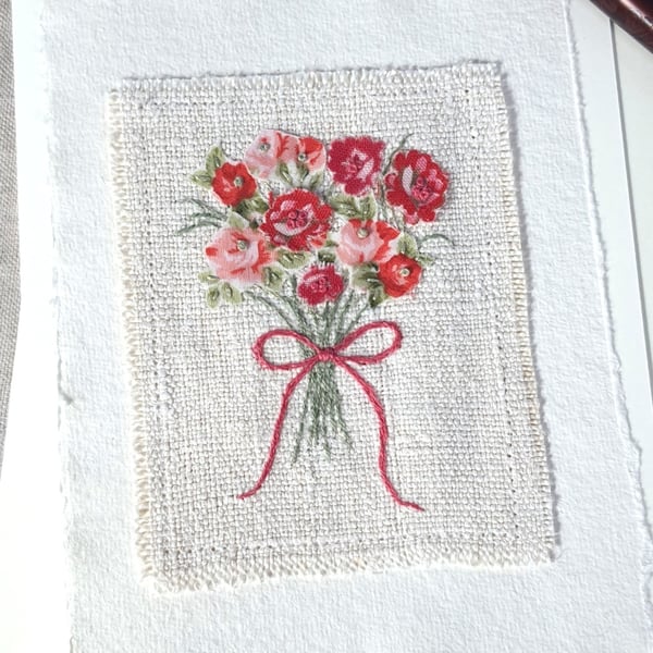 Hand Embroidered Blank Greetings card