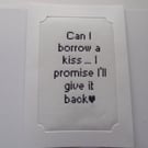 Handmade Valentine Card: 'Borrow a Kiss' Stitched Design