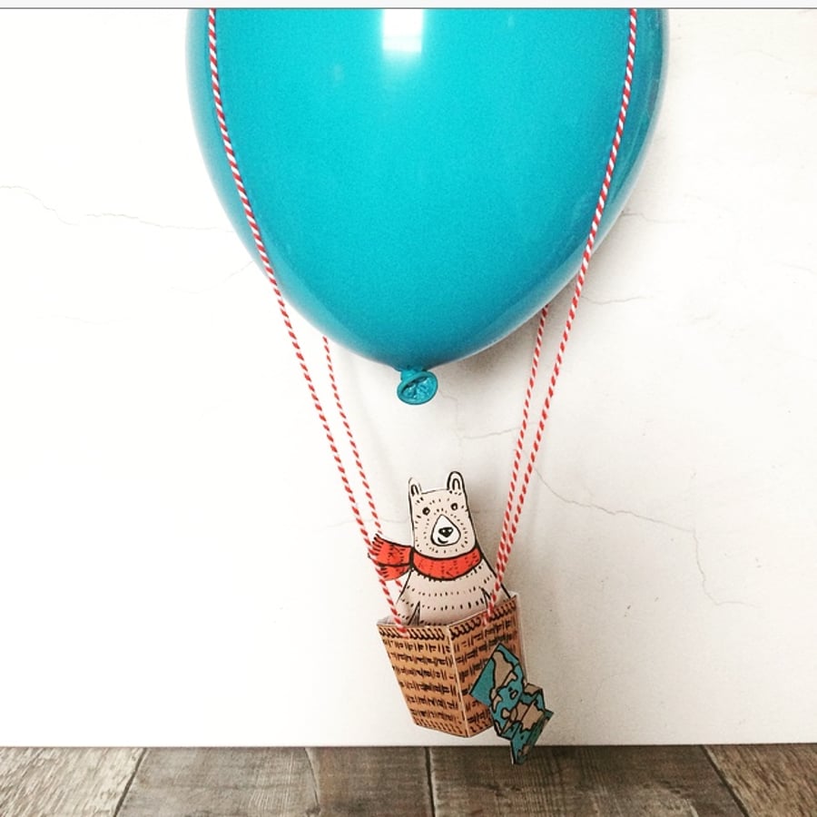 Bear in a Hot Air Balloon Mobile- Around The World In 80 Days