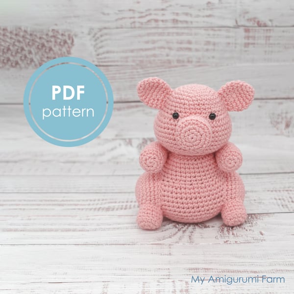 PATTERN: crochet pig pattern - amigurumi pig pattern - piglet