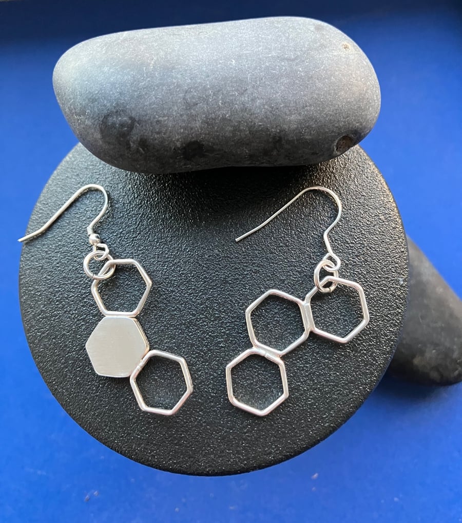 Sterling silver honeycomb earrings