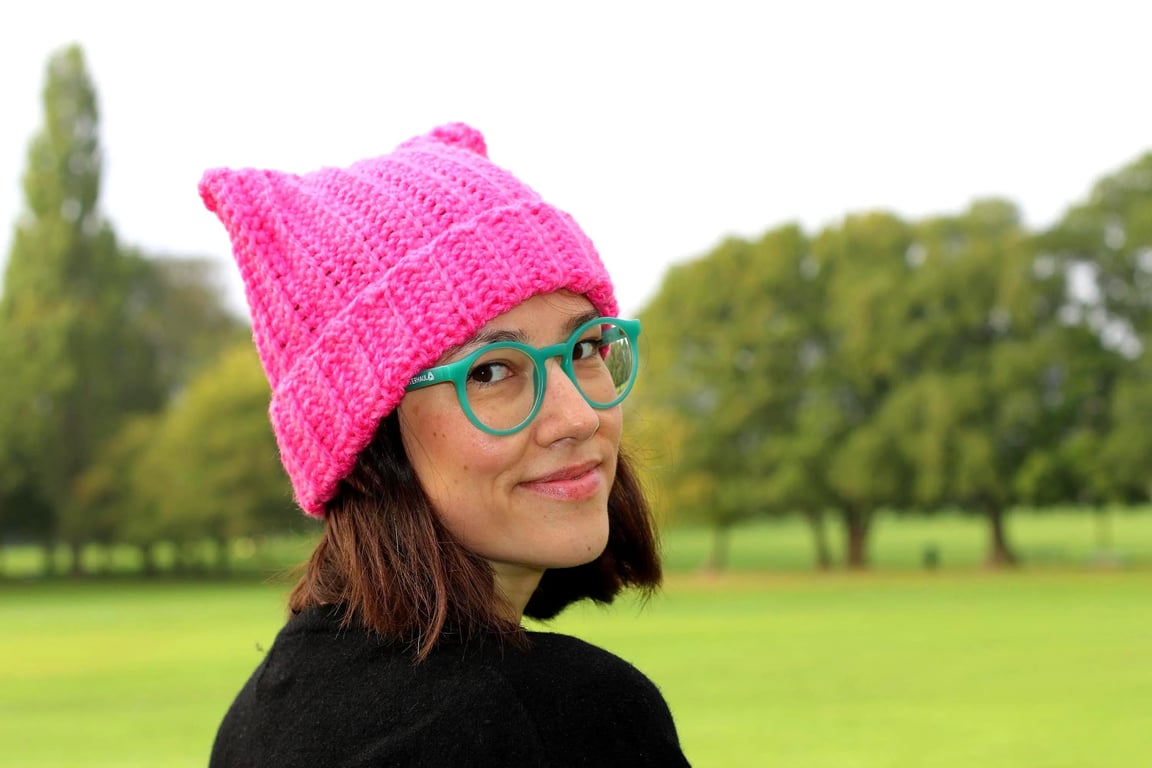Pink Cat Ear Beanie, Women's March Hat, Fall, Winter Accessories