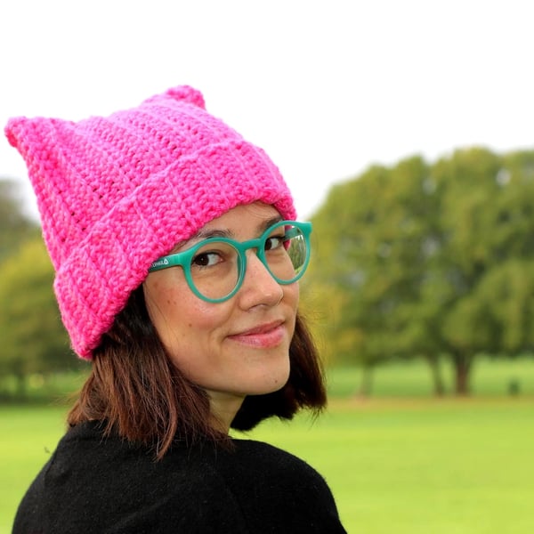 Pink Cat Ear Beanie, Women's March Hat, Fall, Winter Accessories