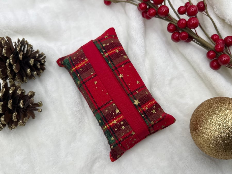 Christmas Fabric Pocket Tissue Holder - Travel Tissue Case - Reusable