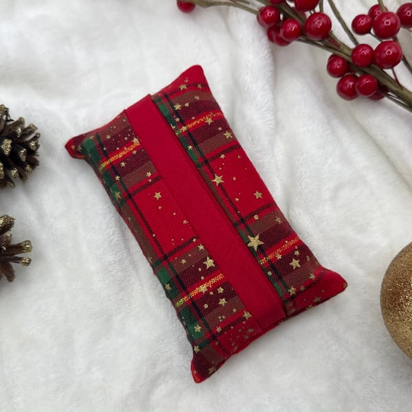 Christmas Fabric Pocket Tissue Holder - Travel Tissue Case - Reusable