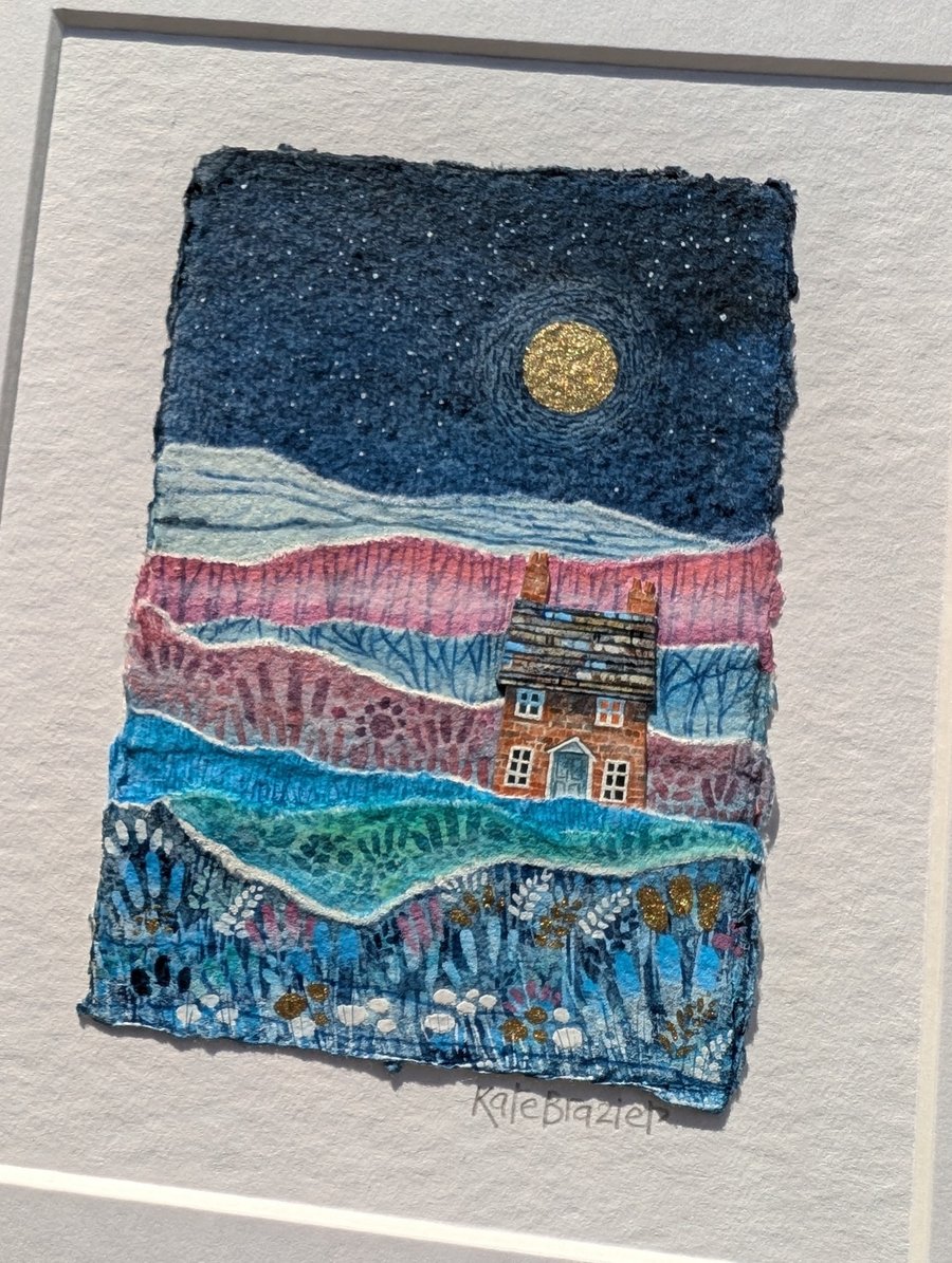 Jade Cottage - Original collage. 10 x 12" Mounted