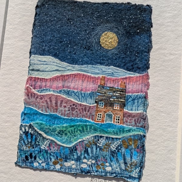 Jade Cottage - Original collage. 10 x 12" Mounted