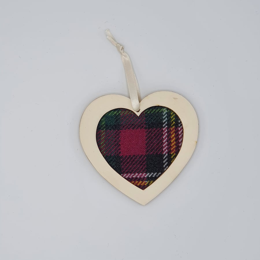 Ochil Flora Tartan Handwoven Heart Decoration