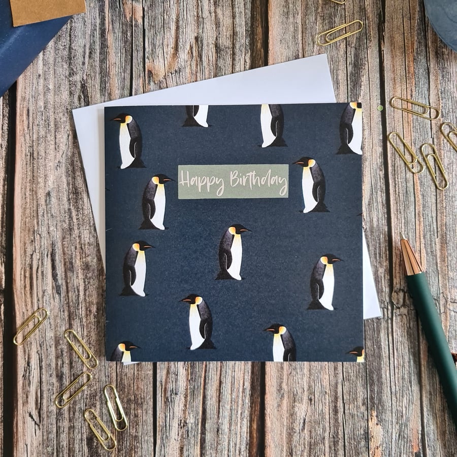 Penguin birthday card, animal birthday card