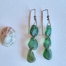 Linked green seaglass earrings 