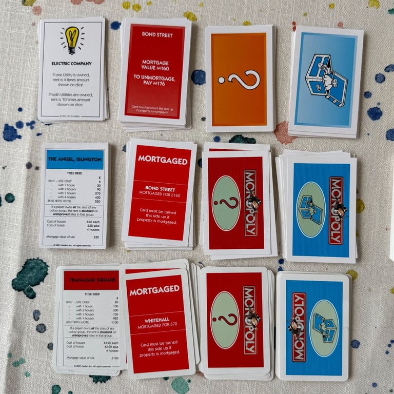 Modern Monopoly Properties, Chance and Community Chest For Reuse - Super Seconds