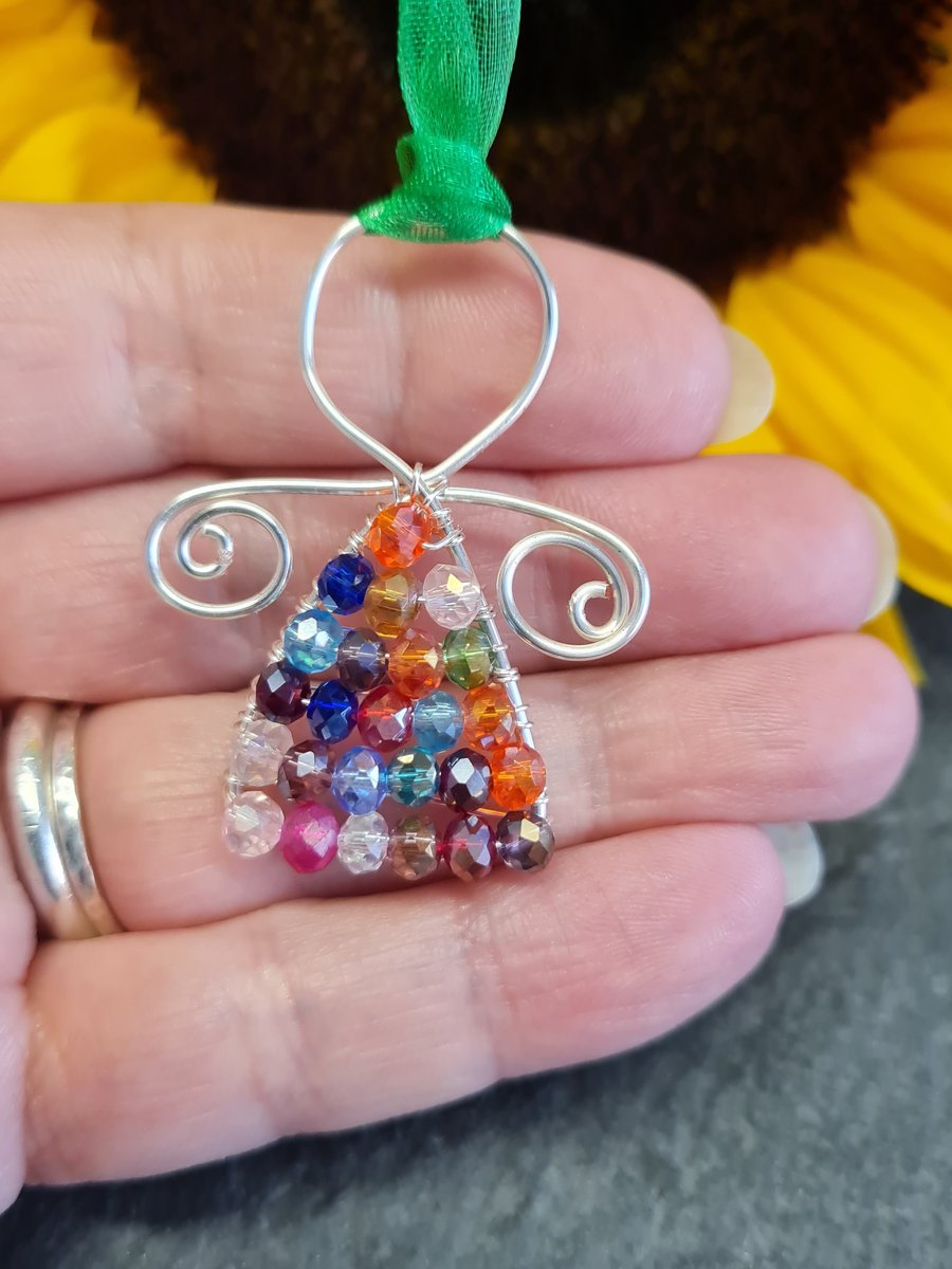 Wire wrapped Angel Decoration with crystals