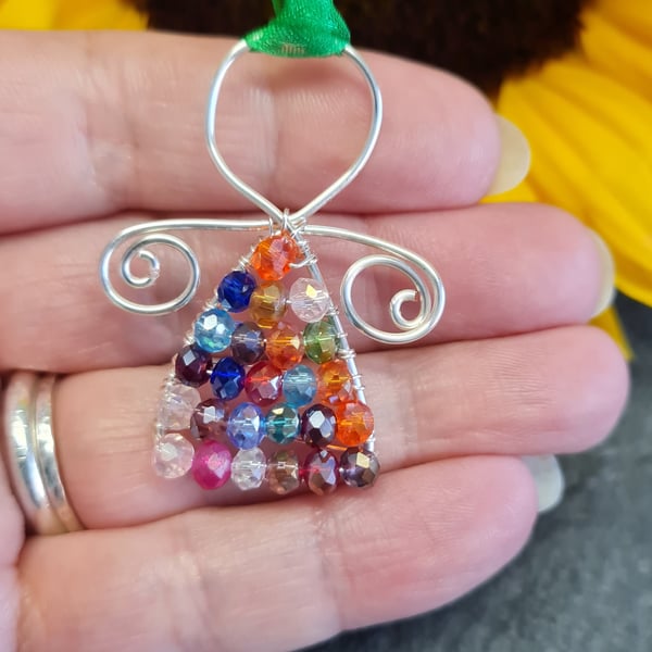 Wire wrapped Angel Decoration with crystals