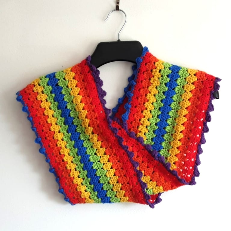 Cowl or snood. Rainbow. Cosy winter scarf. Free first class UK postage.