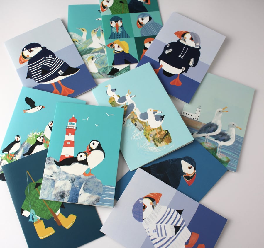 Cards Puffin Coastal card bundle - perfectly imperfect