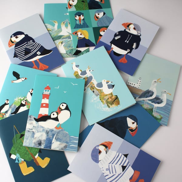 Cards Puffin Coastal card bundle - perfectly imperfect
