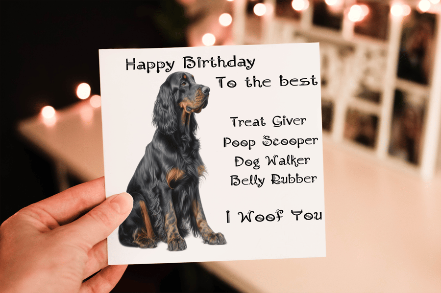 Gordon Setter Dog Birthday Card, Dog Birthday Card, Personalized Dog Breed