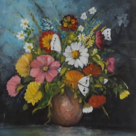 Acryic painting of mixed flowers titled Fresh from the garden