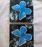 Hand Painted Oak Wood Coaster Set of 2, Blue Butterflies - Image 2