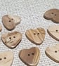 25mm (1") 40L REAL WOOD HEART Buttons x 5 Buttons - Image 4