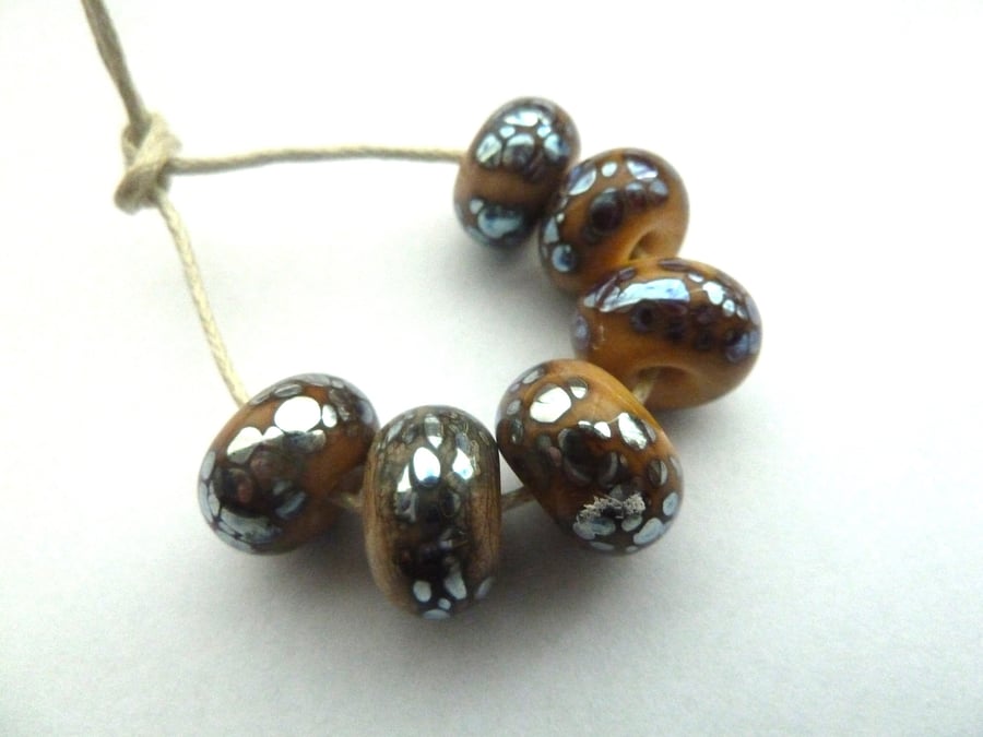 ivory and silver lampwork beads