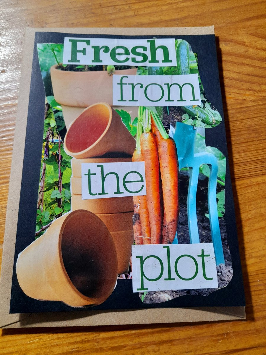 'Fresh from the plot' Card, shabby chic junk, scrap, mixed media. 