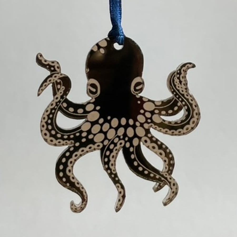 Copper mirrored acrylic octopus decoration